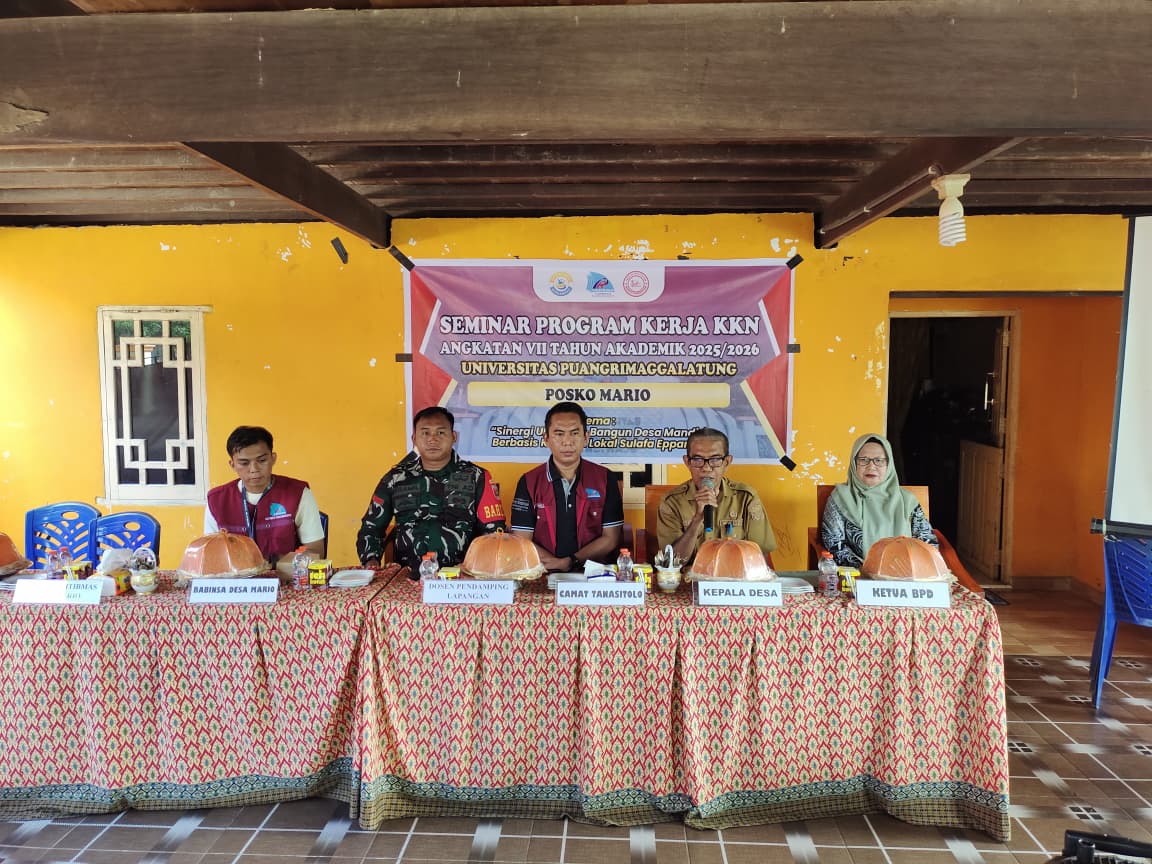 Pemerintah Desa Mario Hadiri Seminar Program Kerja KKN Universitas Puangrimaggalatung